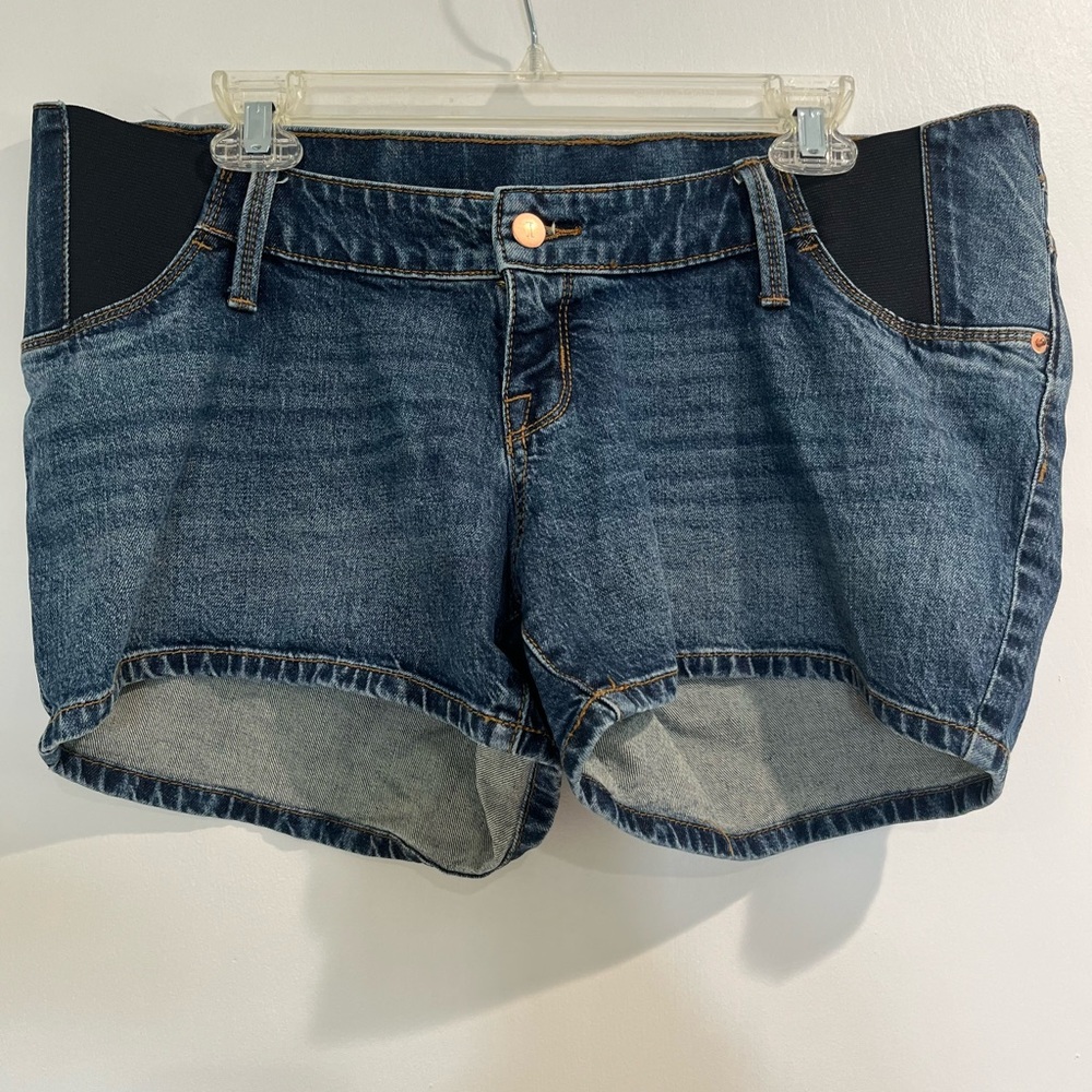 🎉HP🎉 Isabel Maternity Womens Side Panel MIDI Maternity Jean Shorts